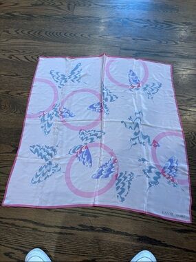 Pink & Blue Butterfly Silk Scarf